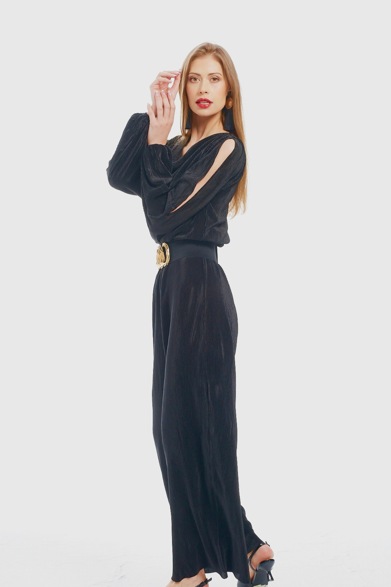 Black Plisse Jumpsuit