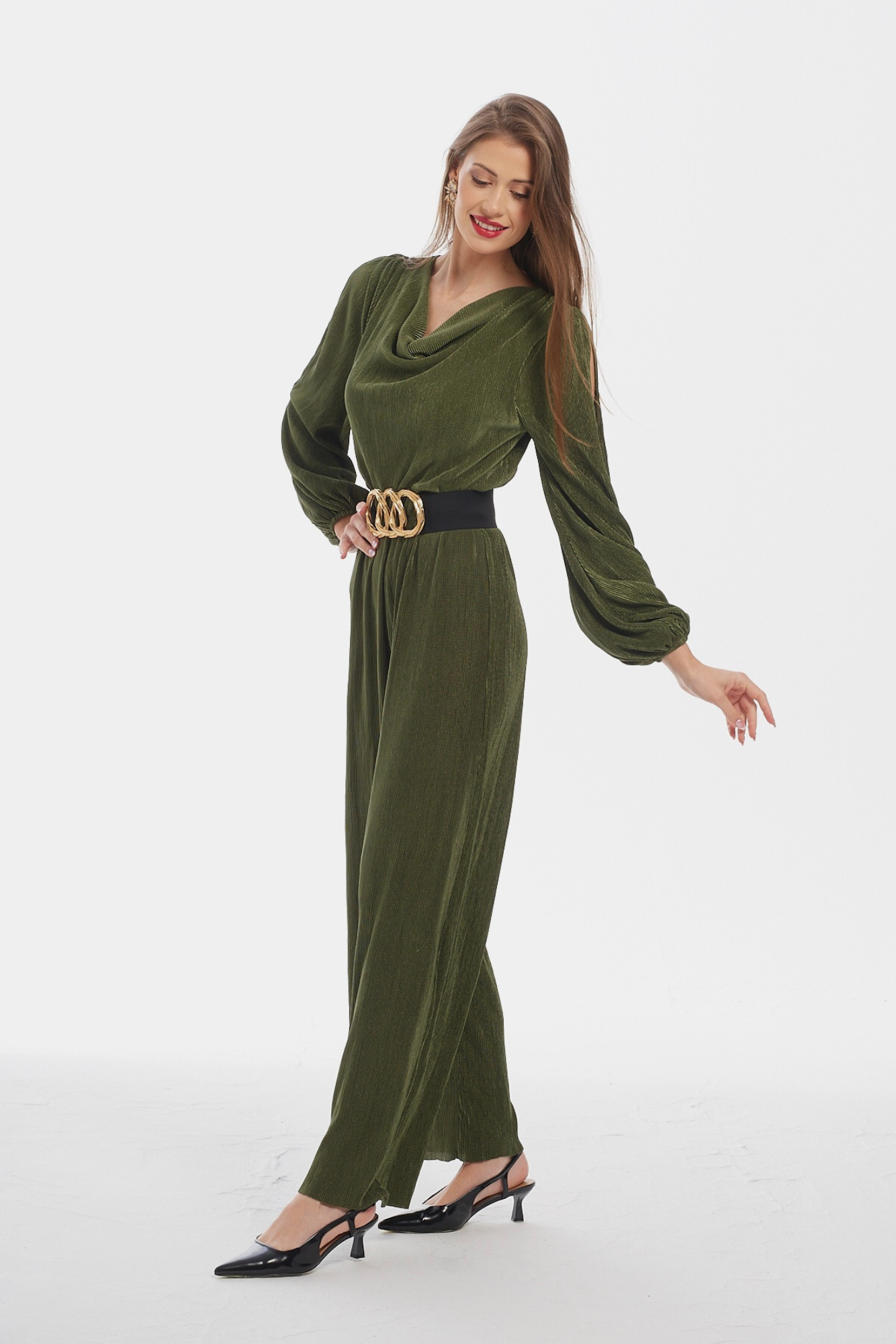 Olive Plisse Jumpsuit