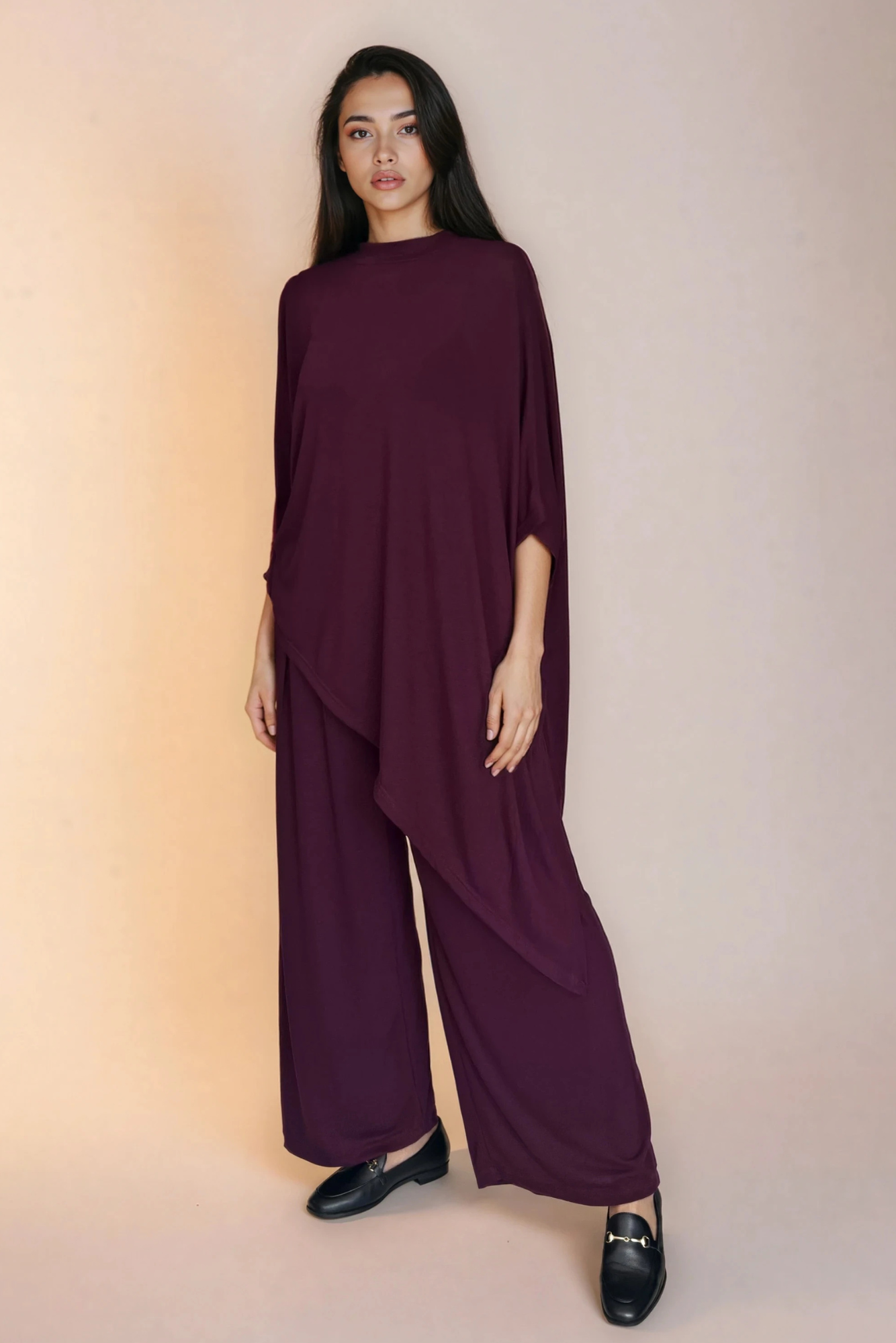 Burgundy Asymmetrical Knit Top