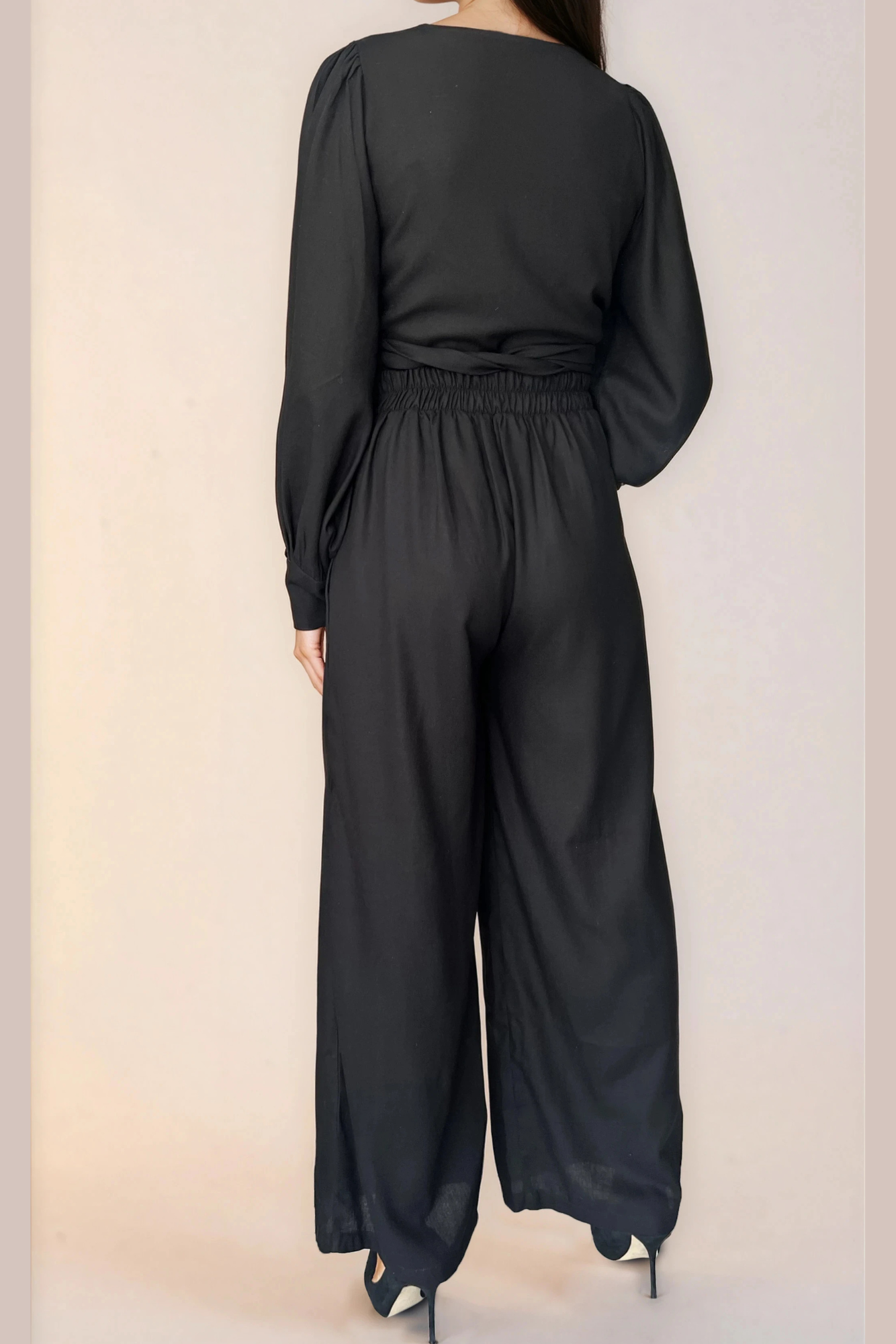 Black Linen Wide Leg Pants