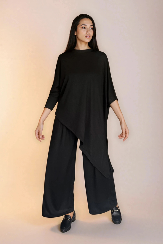 Black Asymmetrical Knit Top