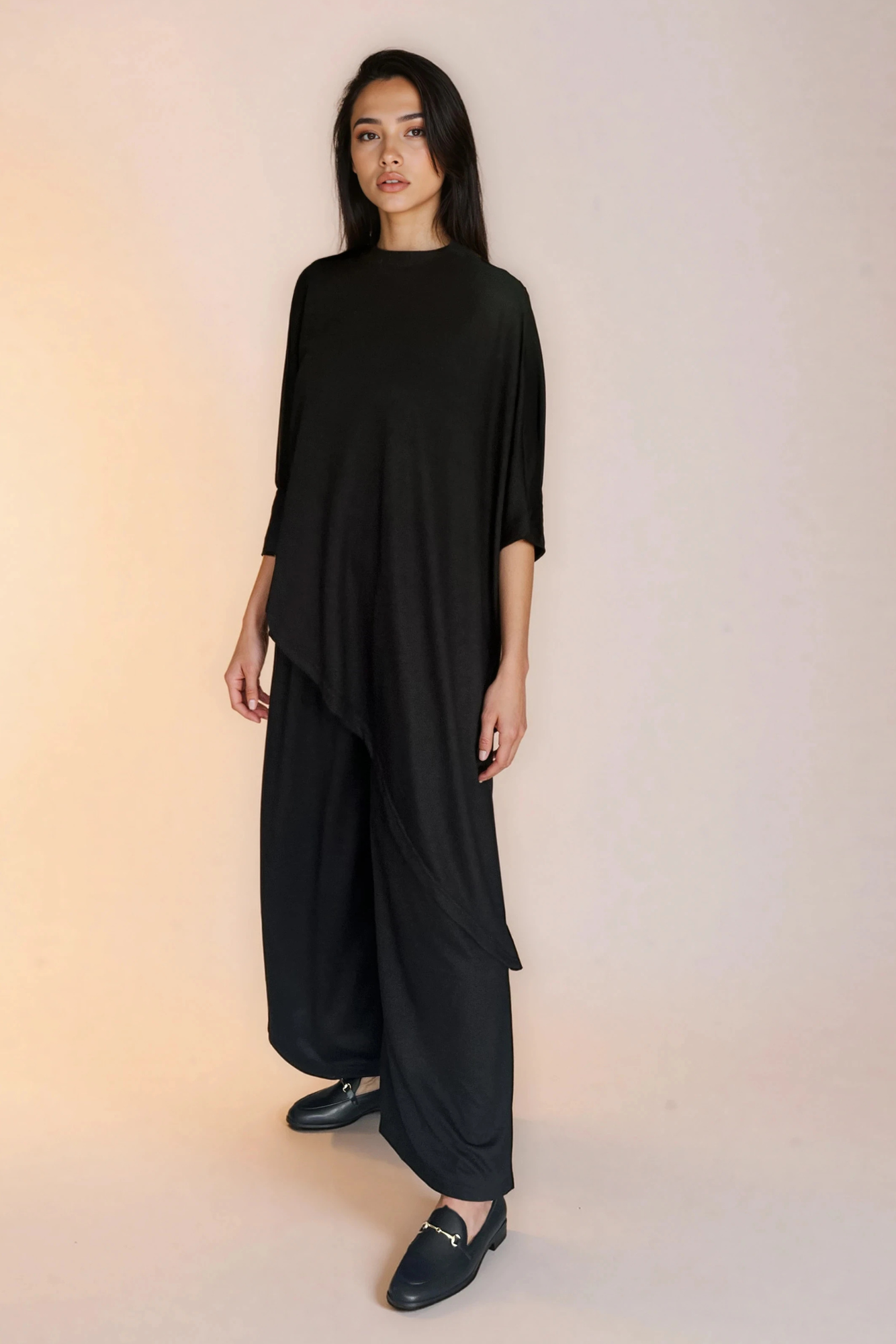Black Asymmetrical Knit Top