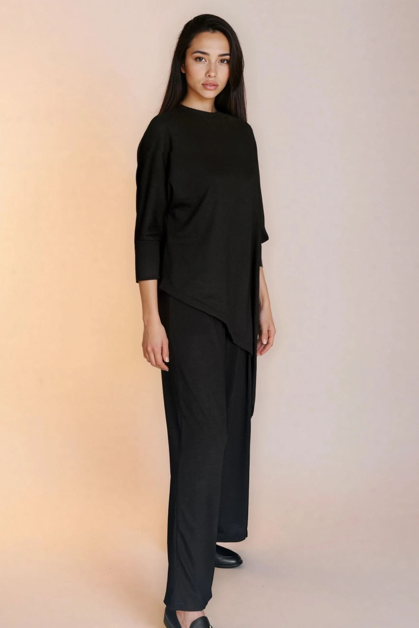 Black Asymmetrical Knit Top