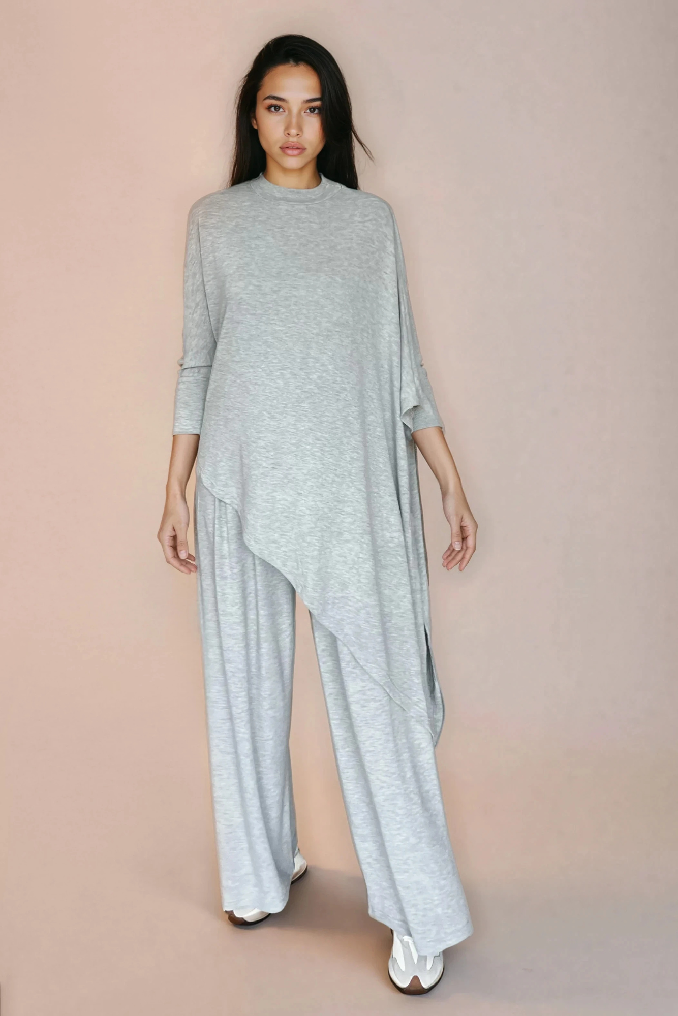 Grey Asymmetrical Knit Top