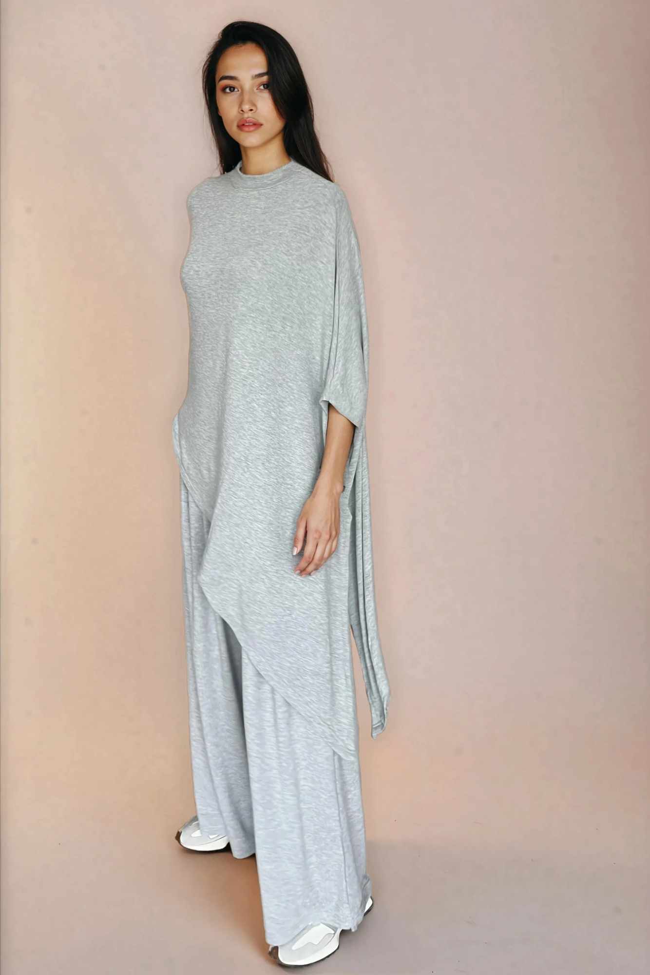Grey Asymmetrical Knit Top