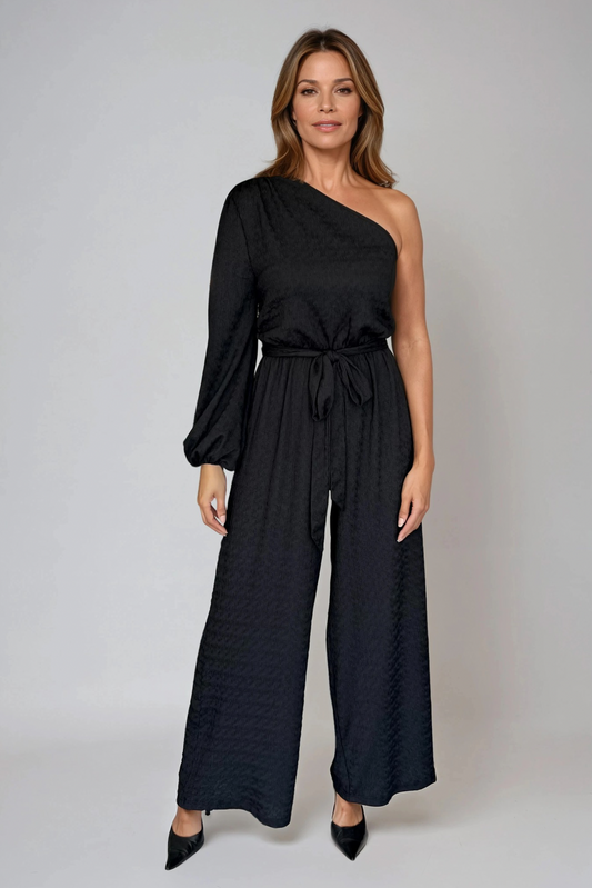 Black One-Shoulder Jumpsuit