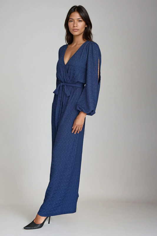 Ink Blue Cross-Over Jumpsuit
