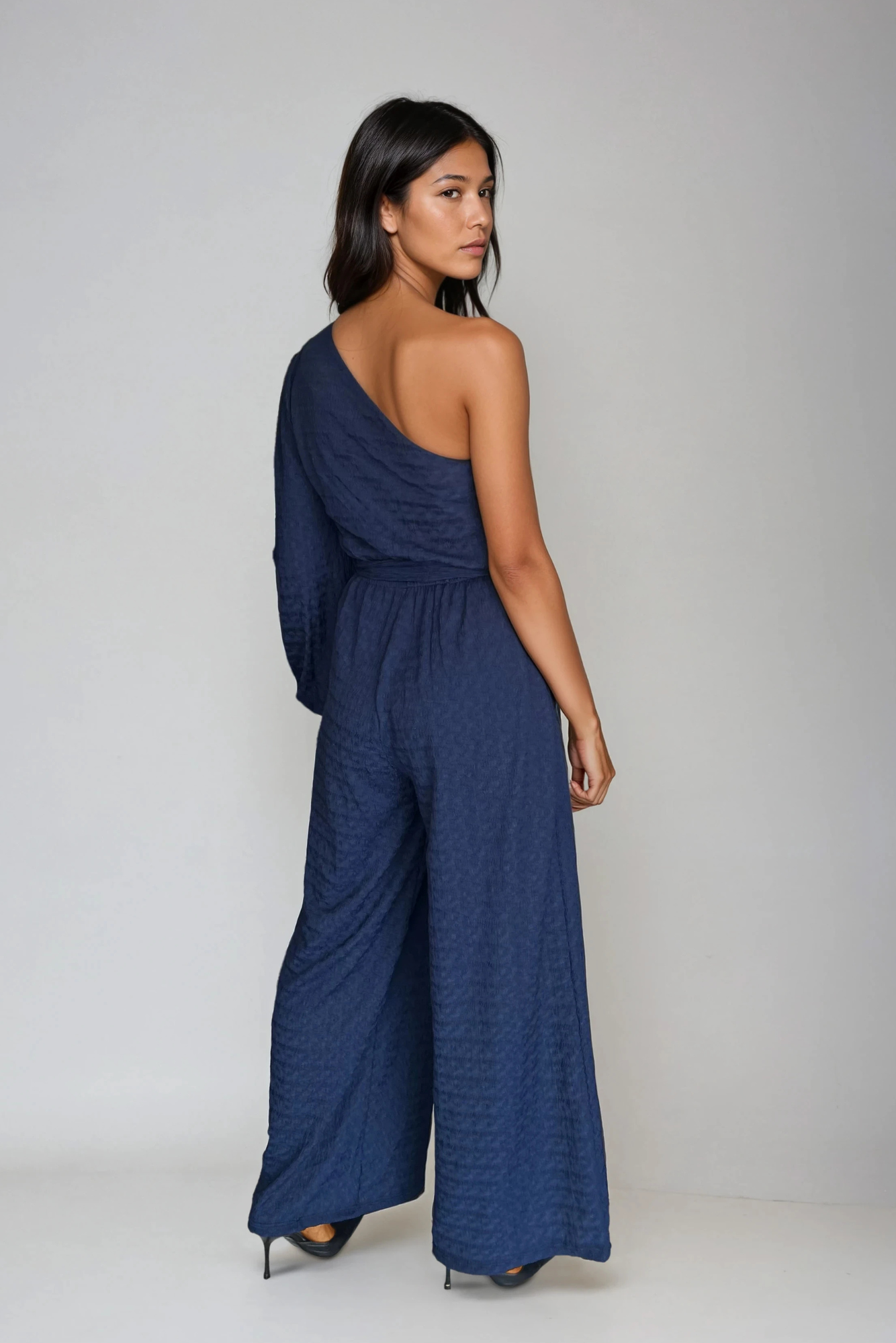 Ink Blue One-Shoulder Jumpsuit