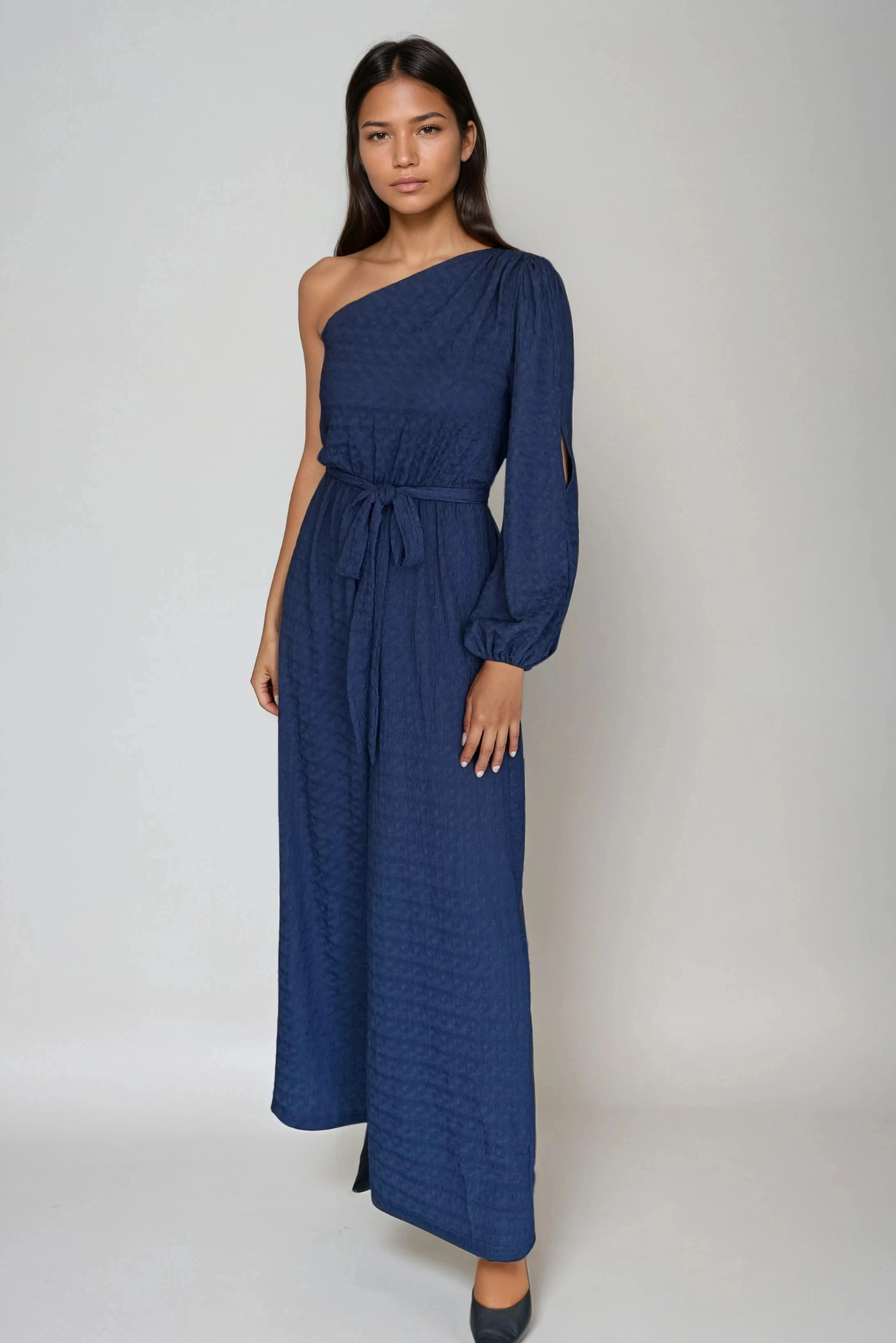 Ink Blue One-Shoulder Jumpsuit