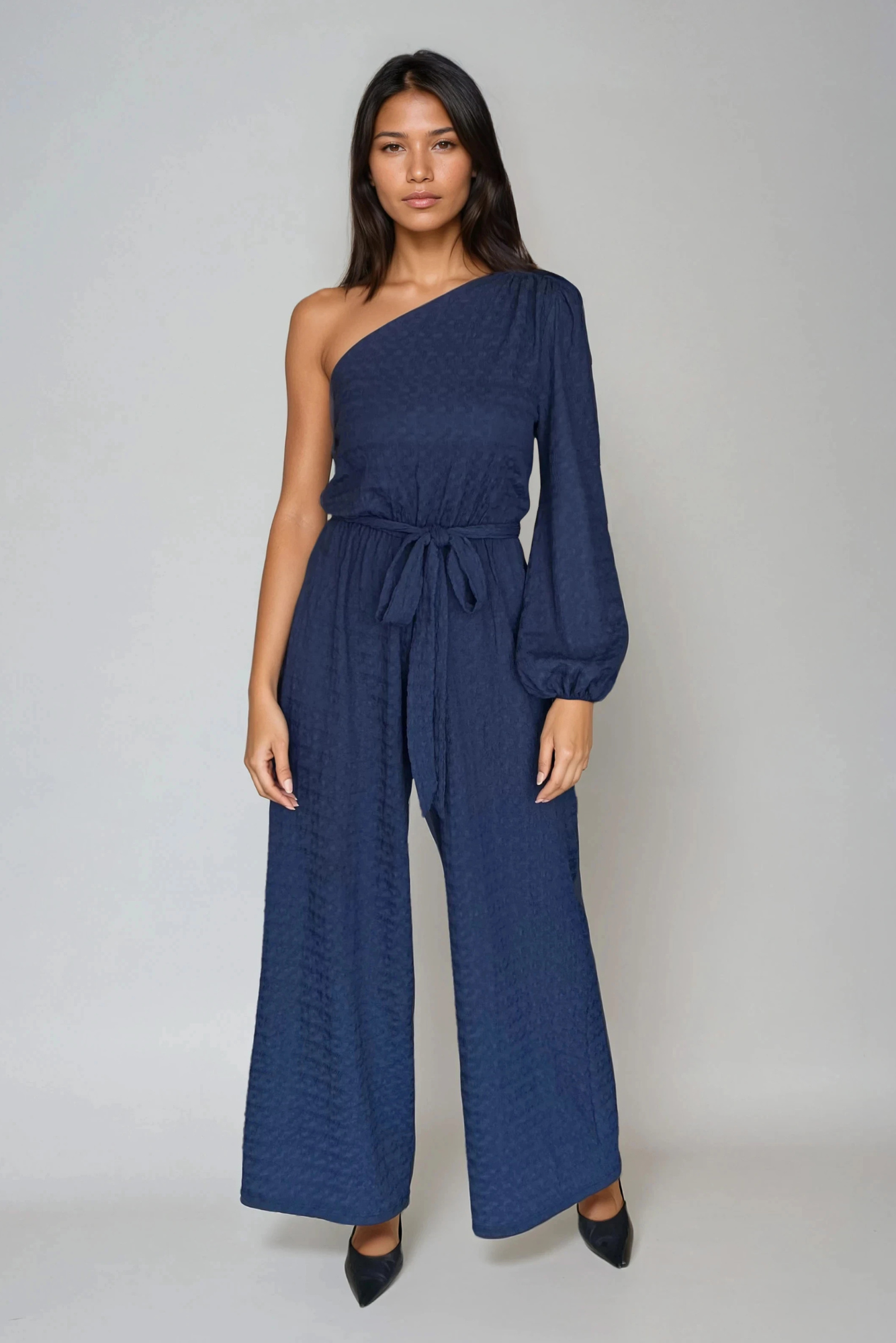 Ink Blue One-Shoulder Jumpsuit