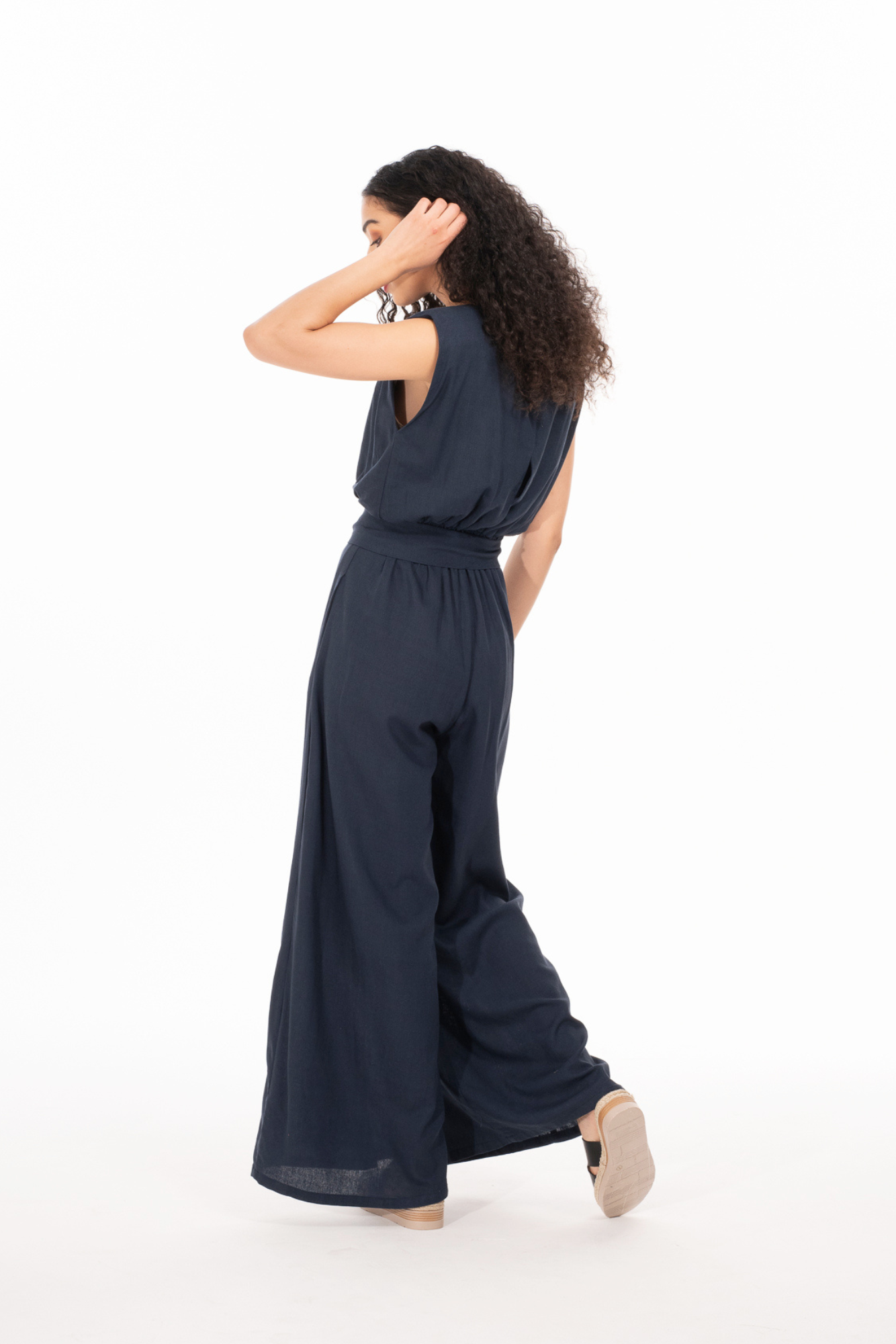 Navy Linen Jumpsuit