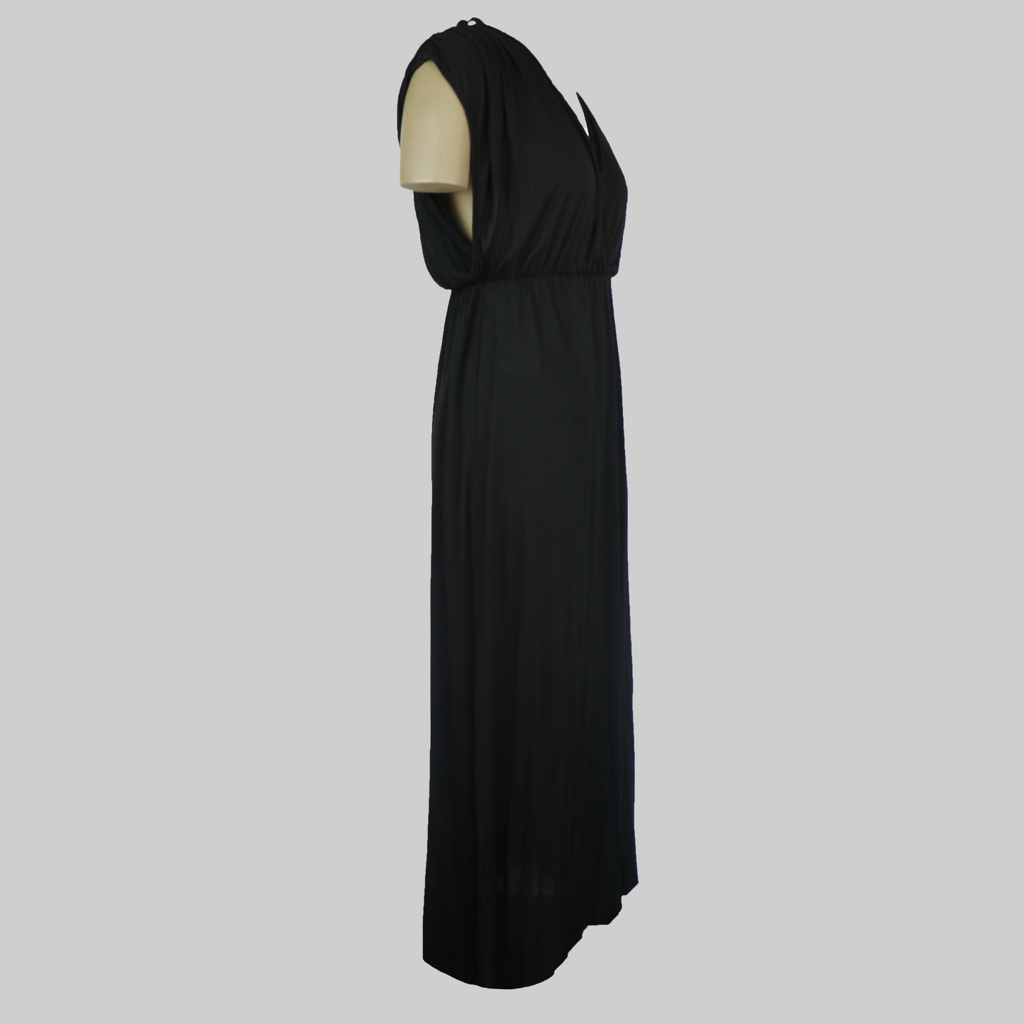 Black Ruched Sleeve Maxi Dress