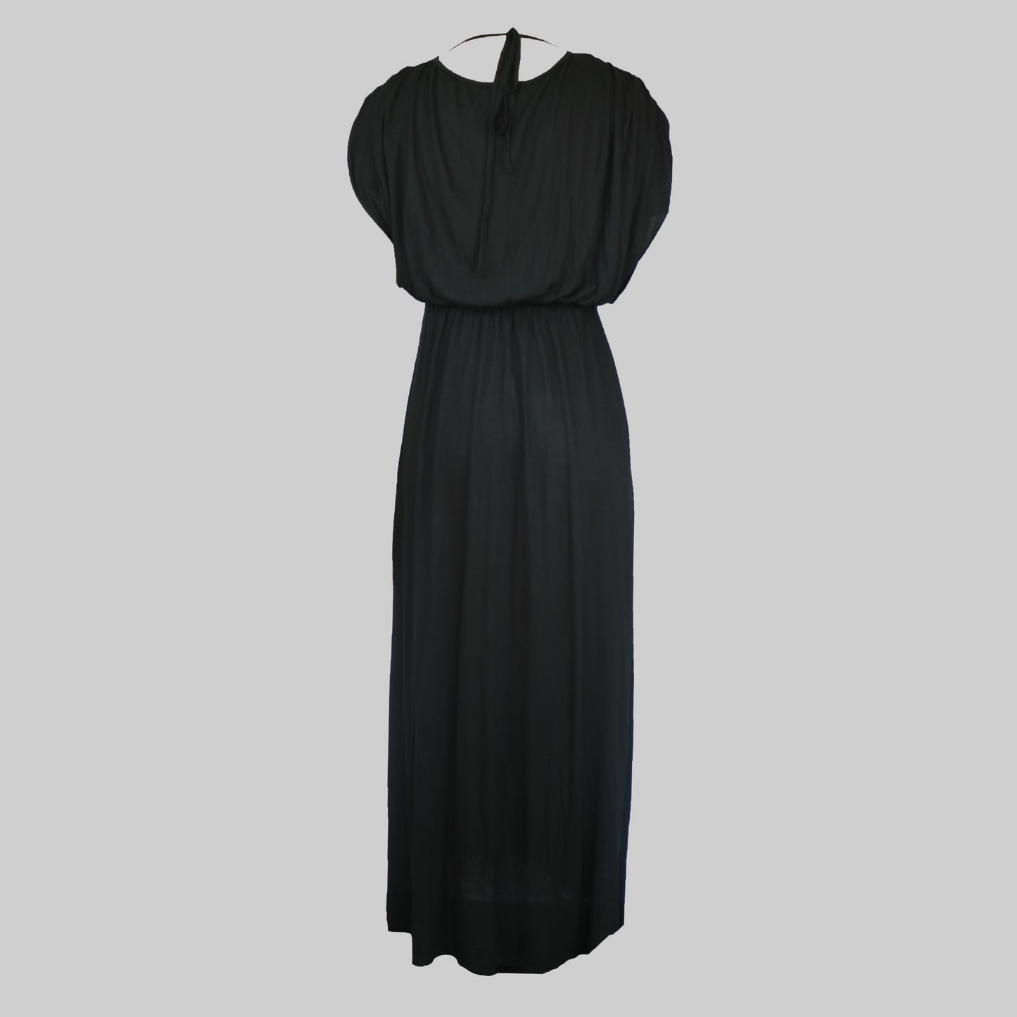 Black Ruched Sleeve Maxi Dress