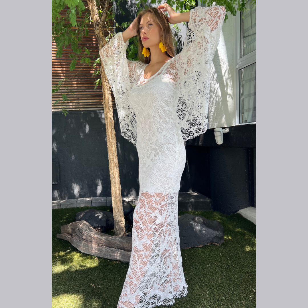 Ivory Crochet Maxi Dress